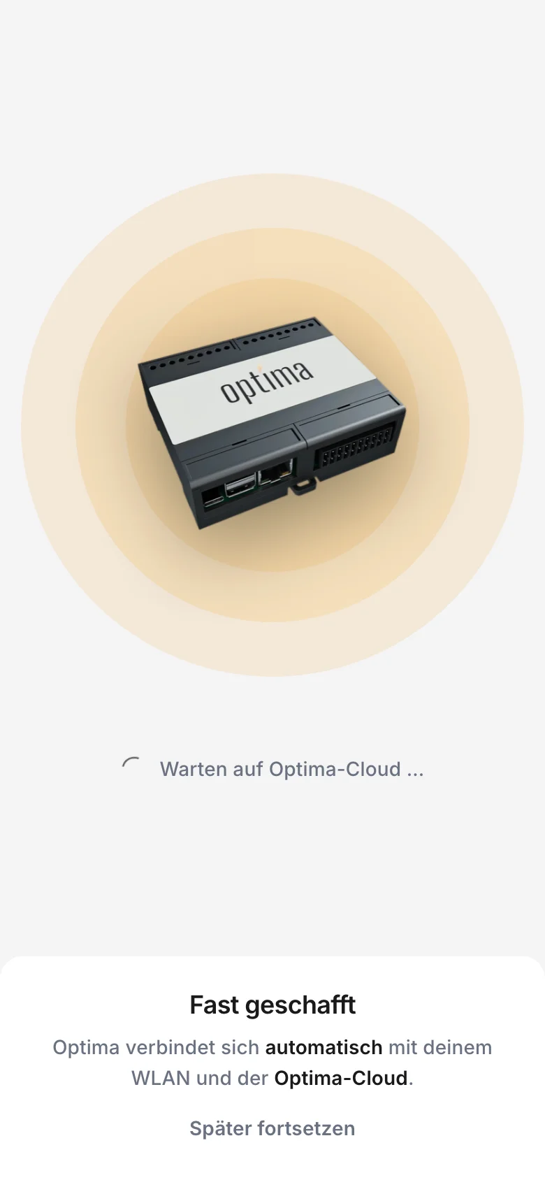 Fast geschafft: Warten auf Optima-Cloud