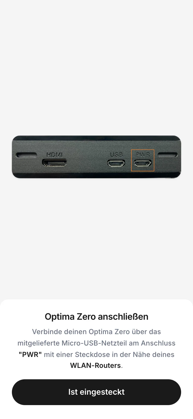 Optima Zero anschließen