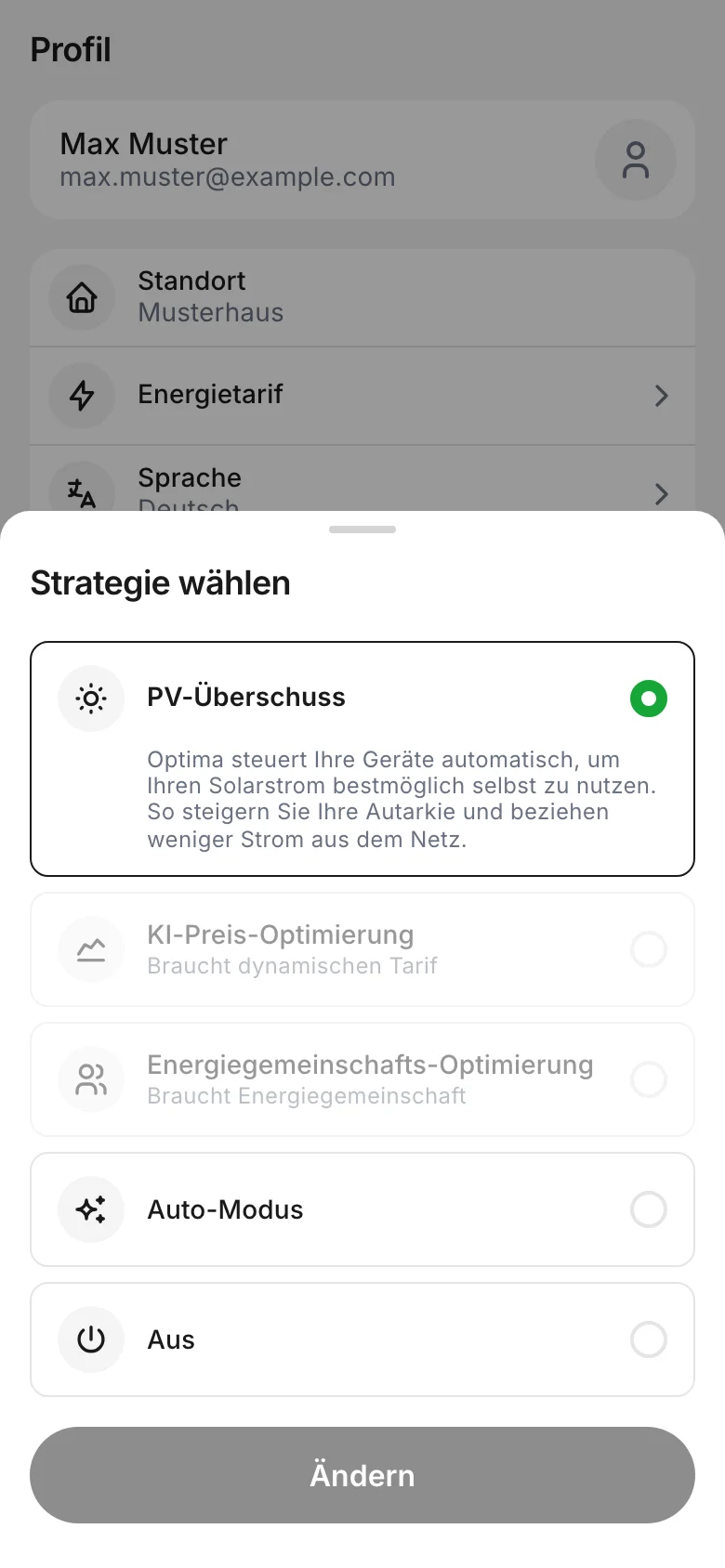 Strategie wählen